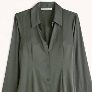 A&F Long-Sleeve Satin Shirt Dress
